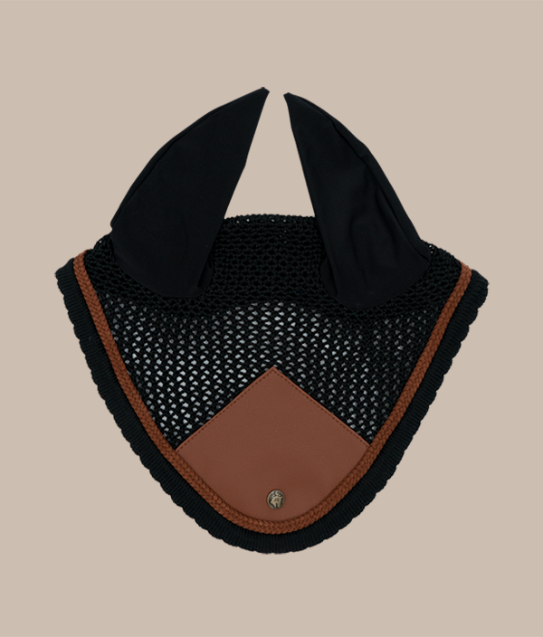 16 Cypress Ear Net - Black & Cognac