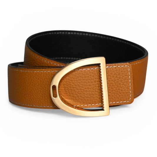 Dubois Cheval Audrey Reversible Leather Belt - Chestnut & Black