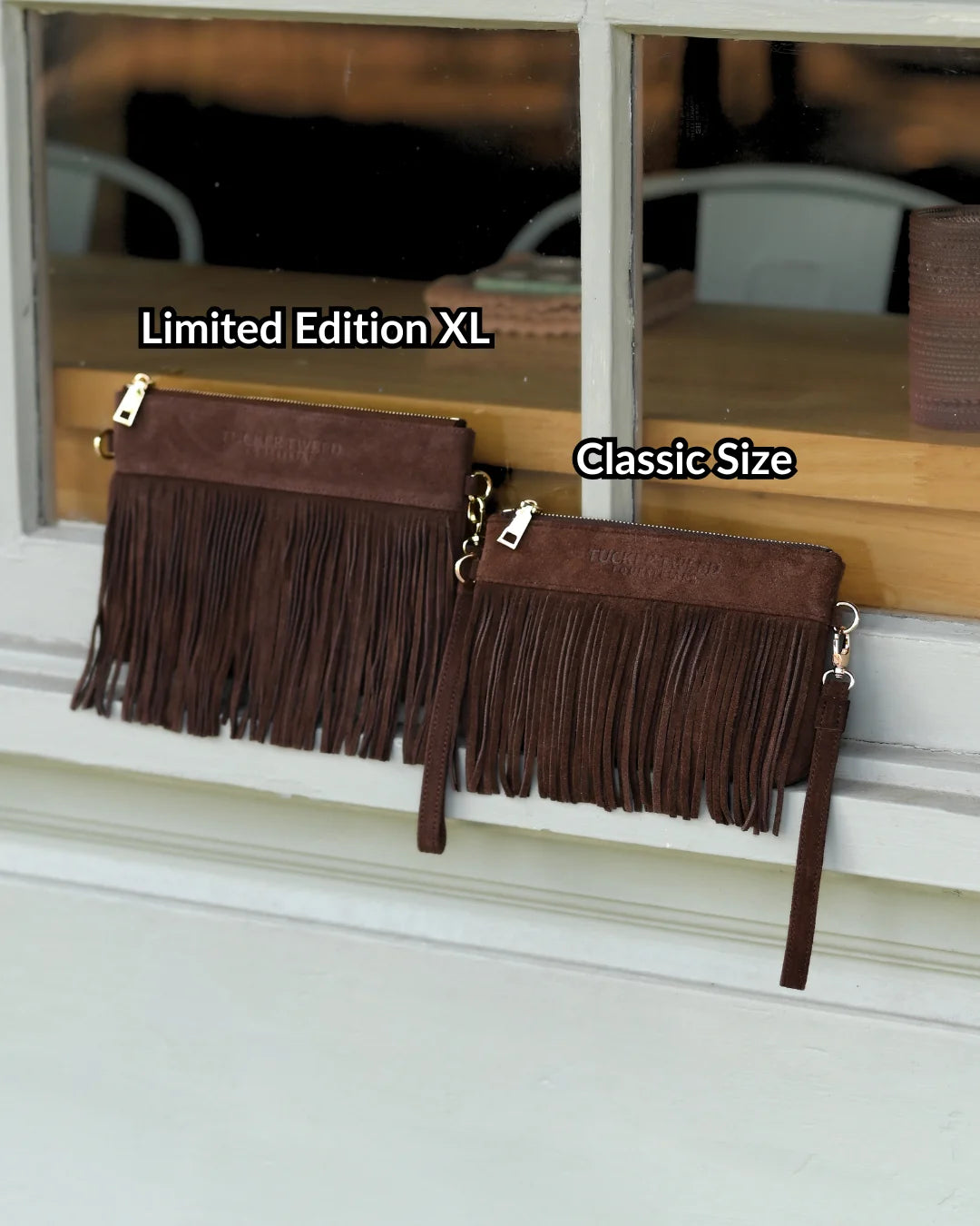 Tucker Tweed XL Wellington Suede Wristlet Summer Fringe - Limited Edition