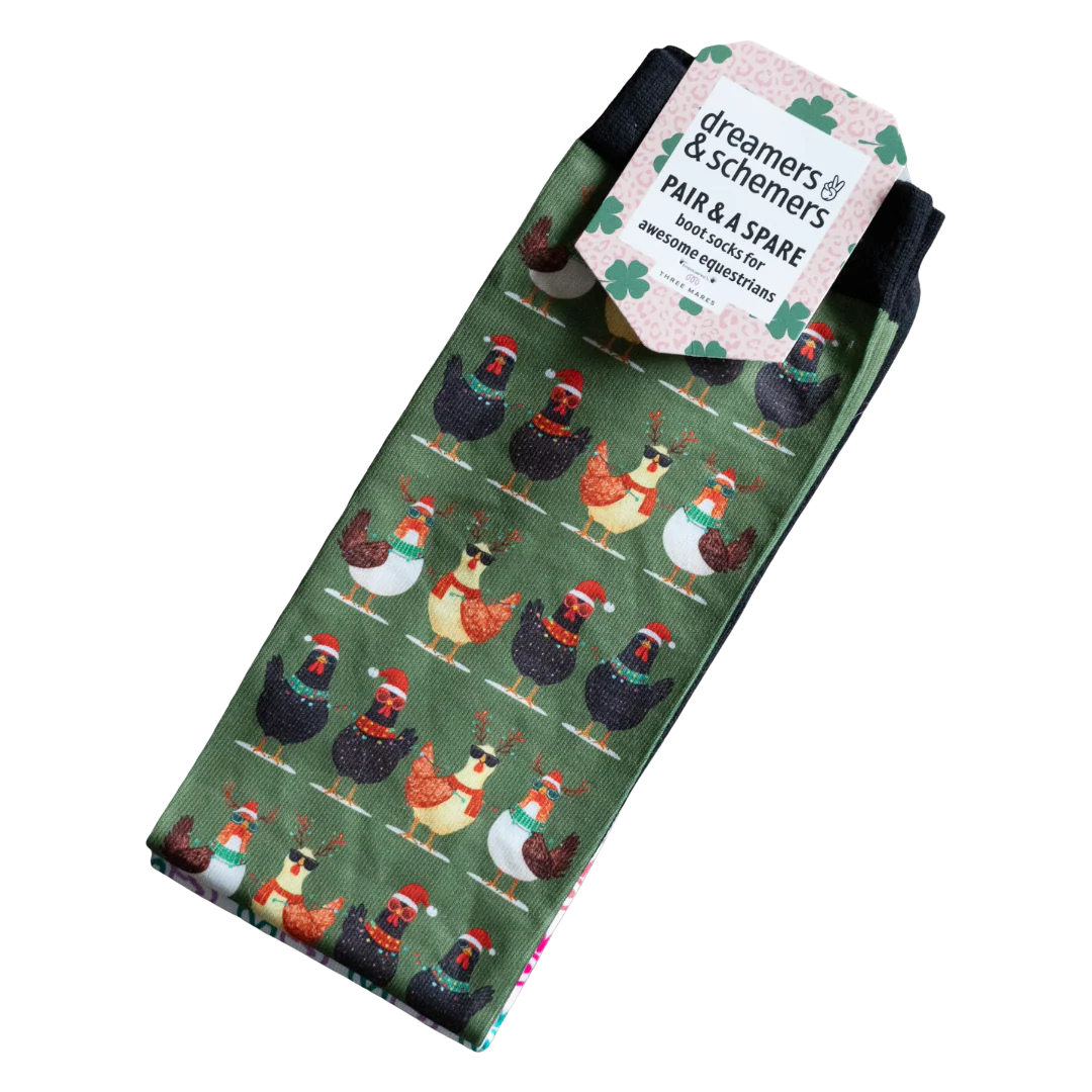 Dreamers & Schemers a Pair & Spare Socks - Cluck-Mas