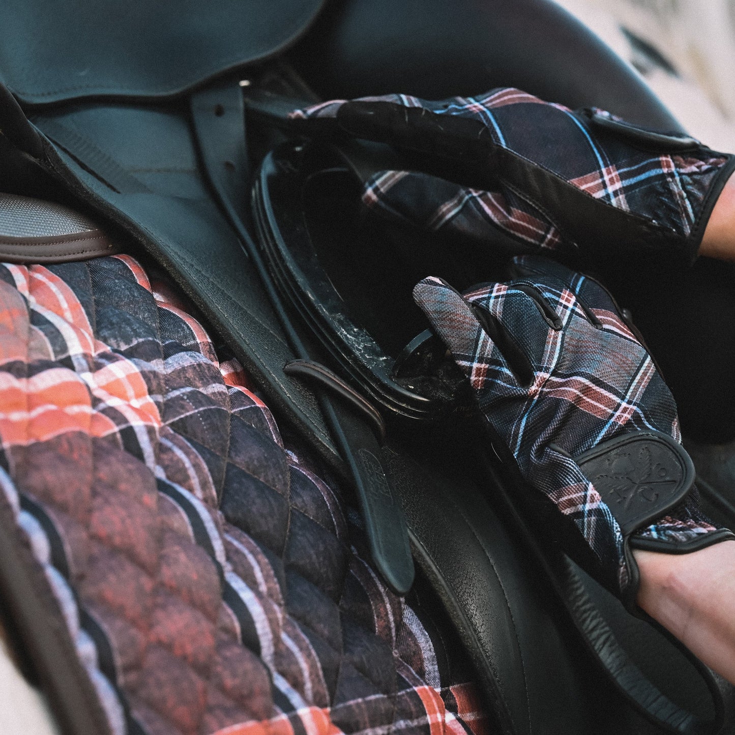 16 Cypress Riding Gloves - Tobacco Field Plaid
