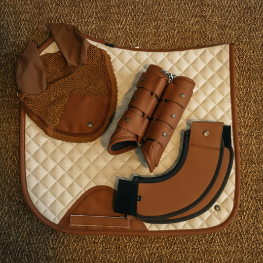 16 Cypress Dressage Pad - Pearl & Cognac