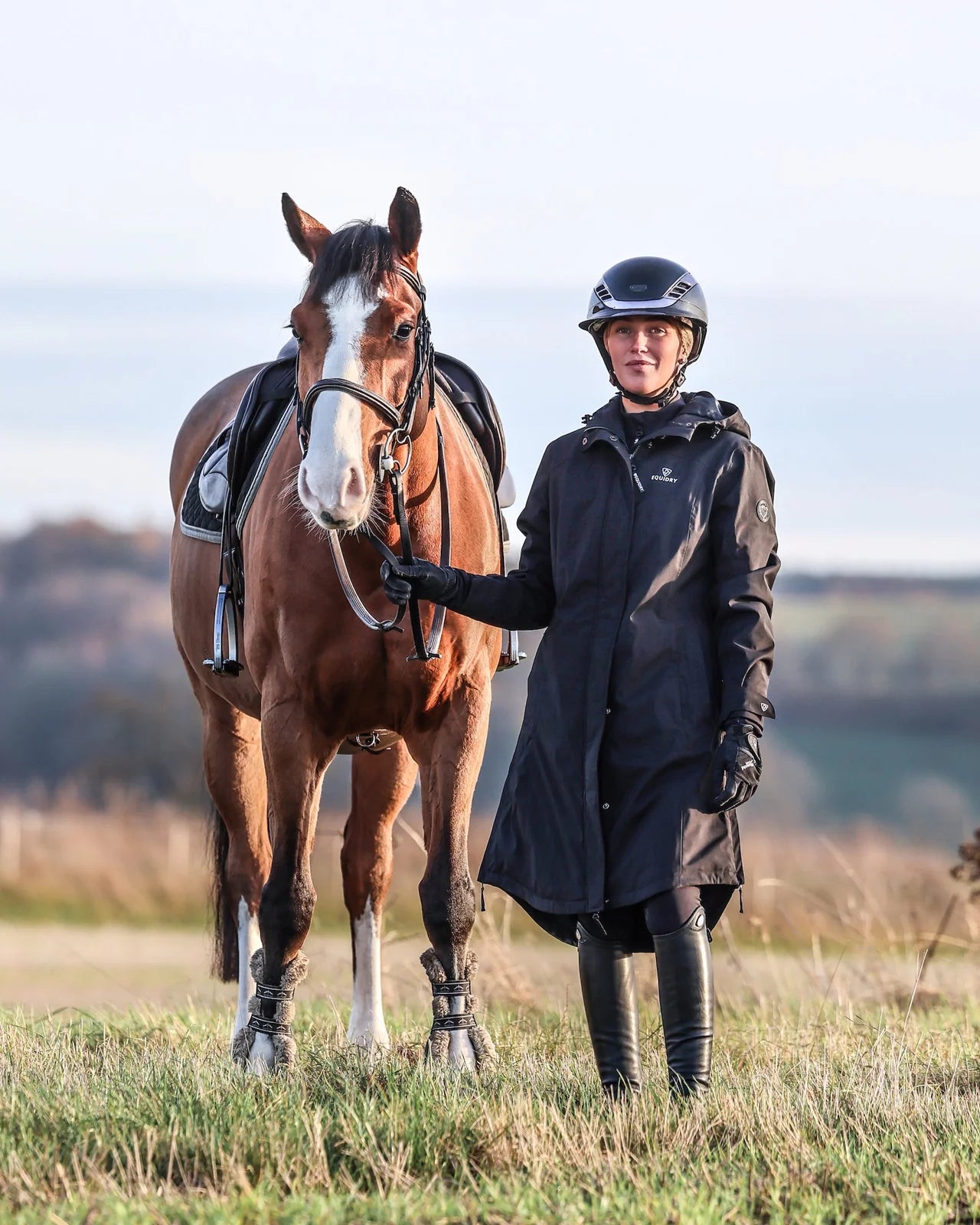 EquiDry Women's Bronte Riding Coat with Removable Hood - Black