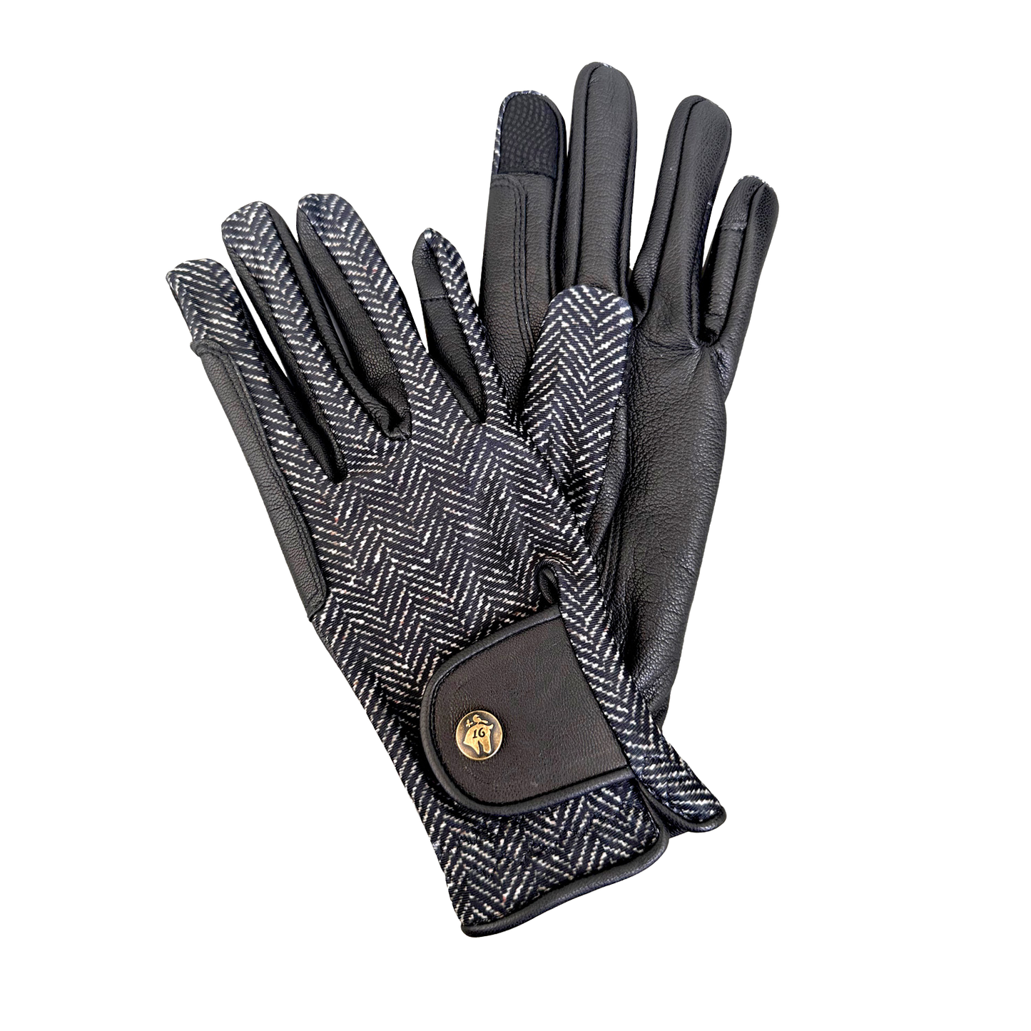 16 Cypress Riding Gloves - Black Herringbone