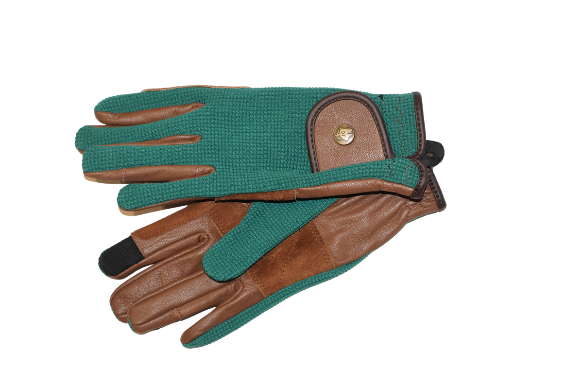 16 Cypress Riding Gloves - Green & Cognac