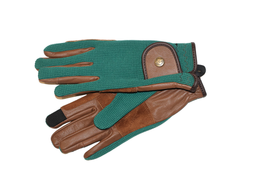 16 Cypress Riding Gloves - Green & Cognac