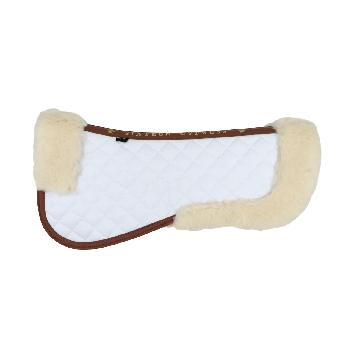Sixteen Cypress Merino Wool Fleece Half Pad - White & Cognac