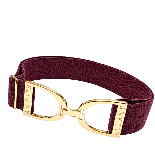 Ellany Elastic Belt 1.5" Fig Herringbone with Stirrup Buckle