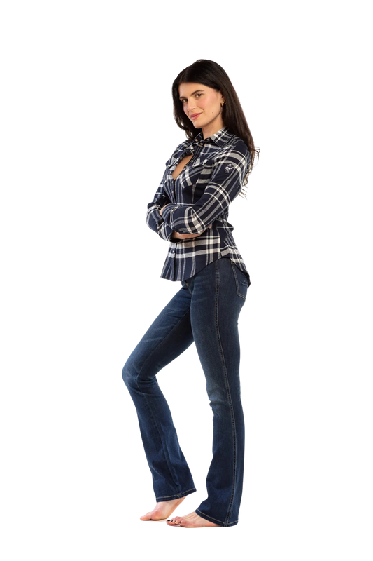 Goode Rider Tartan Plaid Jean Shirt - Long Sleeve