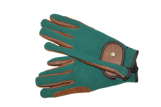 16 Cypress Riding Gloves - Green & Cognac