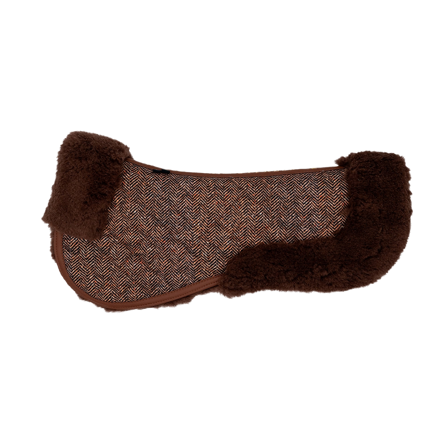 16 Cypress Wool Fleece Half Pad - Herringbone & Cognac