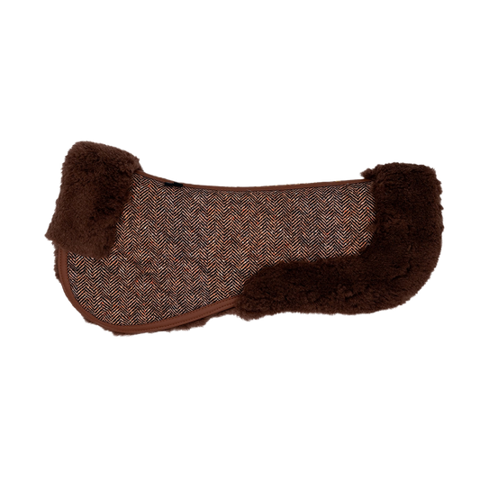 16 Cypress Wool Fleece Half Pad - Herringbone & Cognac
