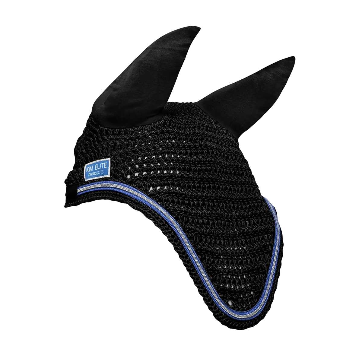 KM Elite Ear Net Black with Electric Blue Trim