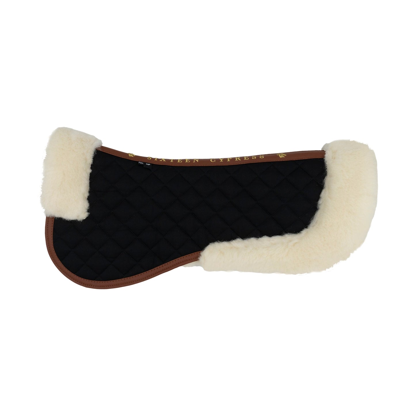 16 Cypress Merino Wool Fleece Half Pad, Black & Cognac