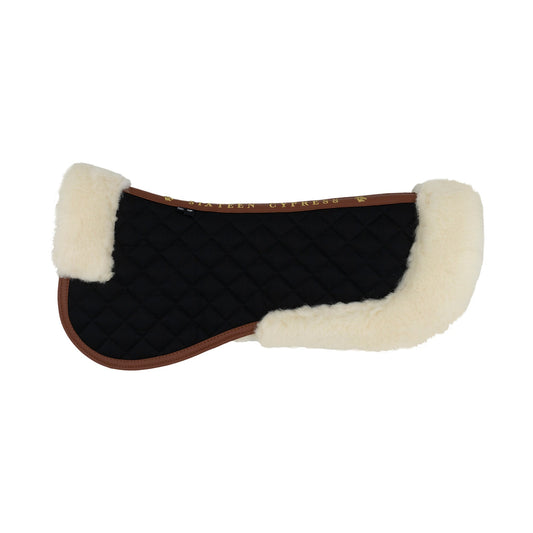 16 Cypress Merino Wool Fleece Half Pad, Black & Cognac