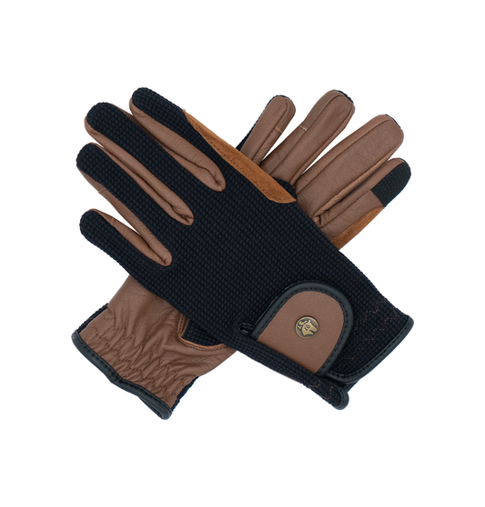 16 Cypress Riding Gloves - Cognac & Black All Leather