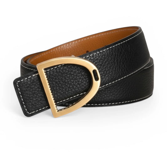 Dubois Cheval Audrey Reversible Leather Belt - Chestnut & Black