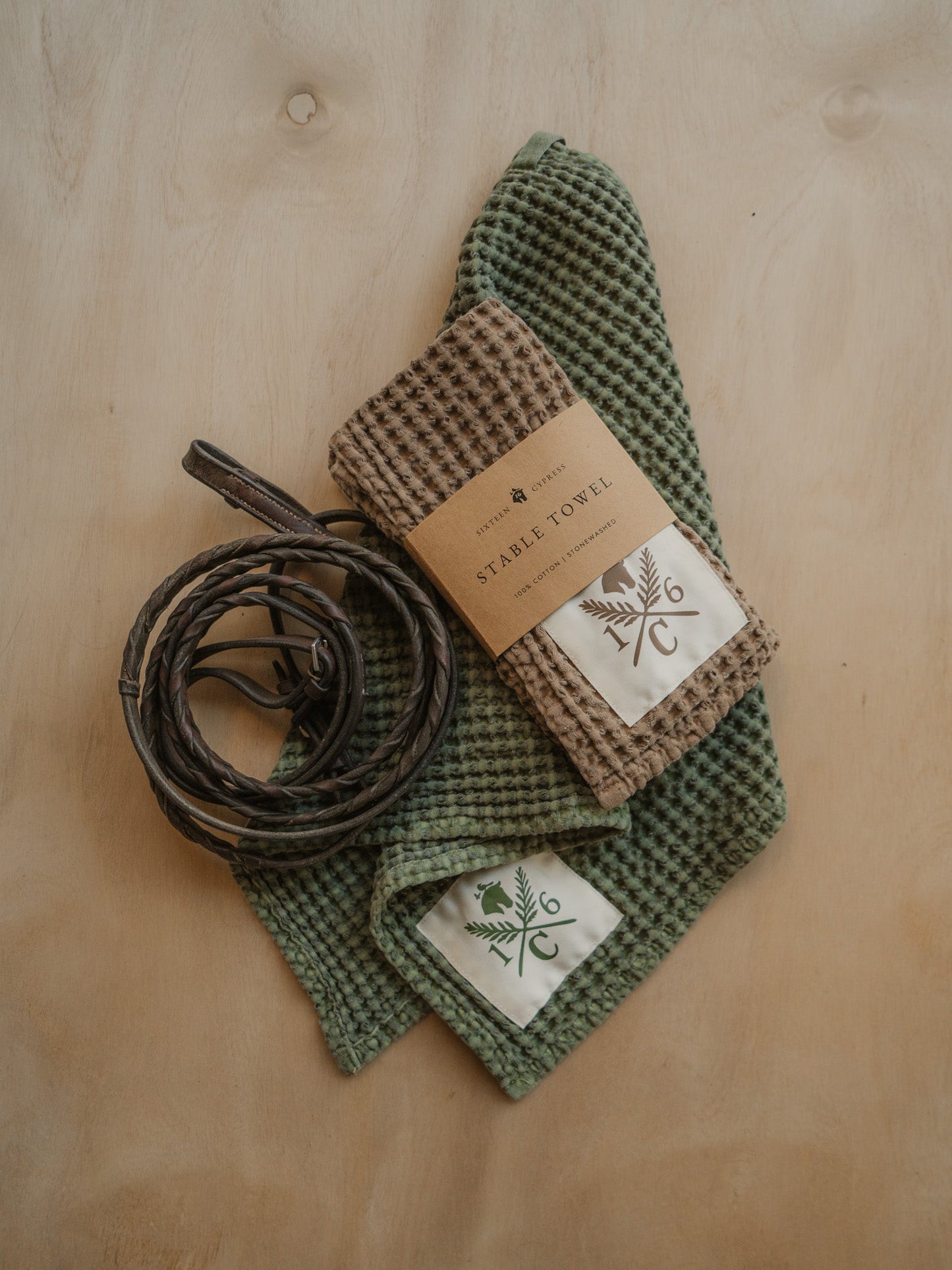 16 Cypress Cotton Waffle Stable Towel - Spruce