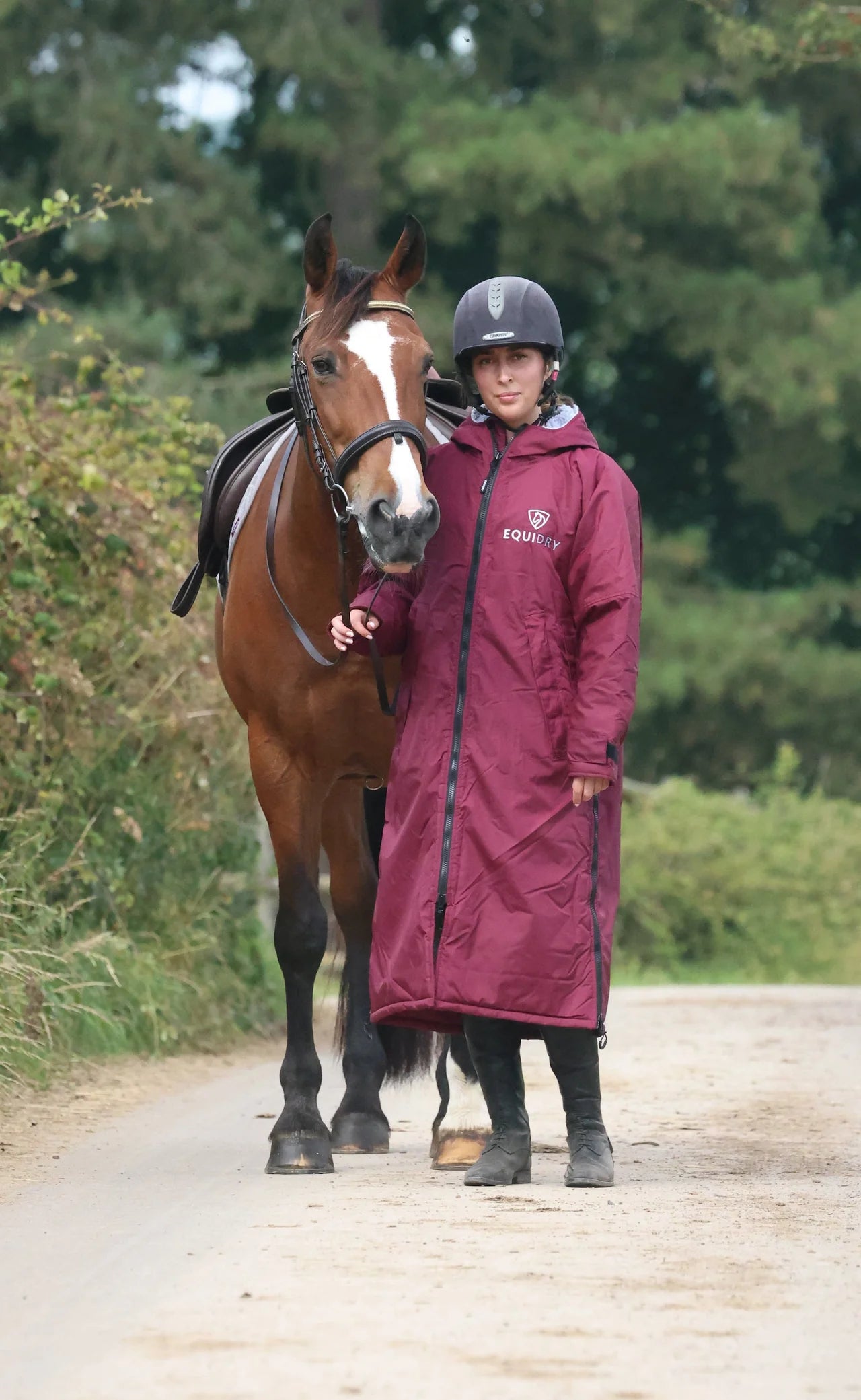 EquiDry Original Thick Fleece Coat - Plum & Grey