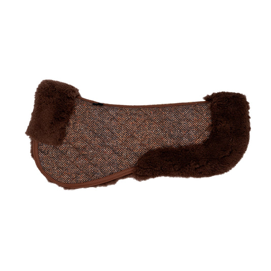 16 Cypress Wool Fleece Half Pad - Herringbone & Cognac