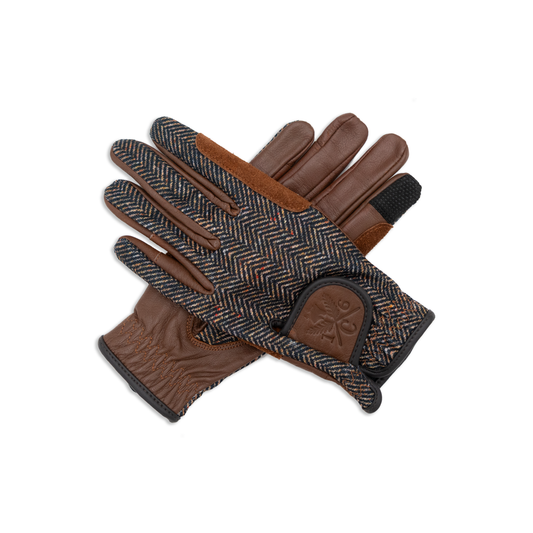 16 Cypress Riding Gloves - Herringbone & Cognac