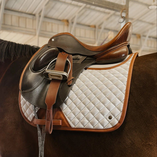 16 Cypress x Thinline Dressage Pad - White & Cognac