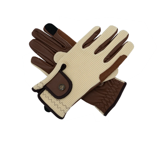 16 Cypress Riding Gloves - Ivory & Cognac