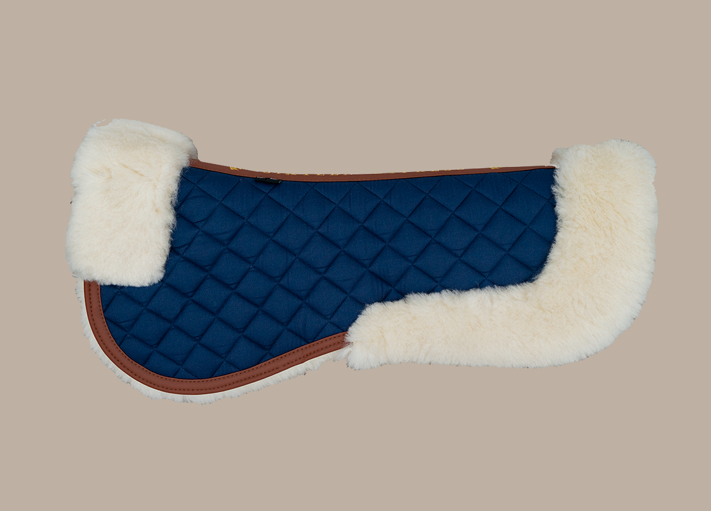 16 Cypress Merino Wool Fleece Half Pad - Navy & Cognac