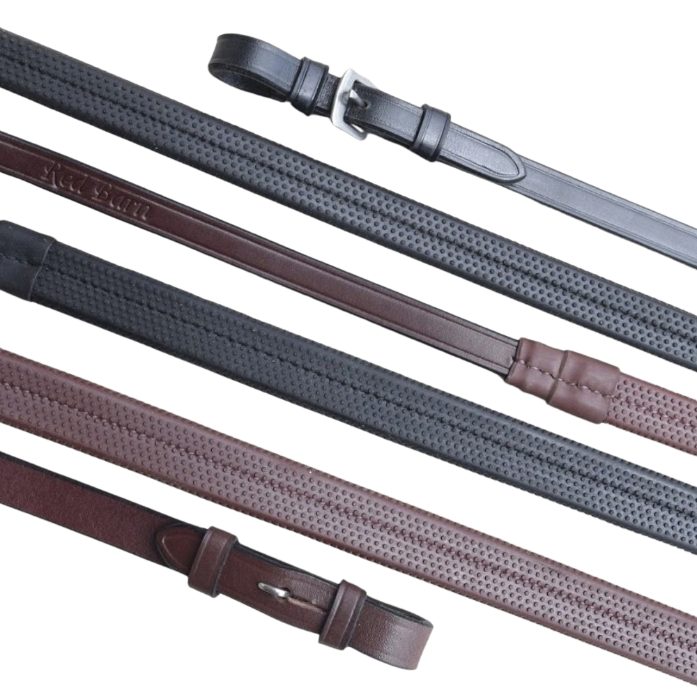 KL Select Red Barn Rubber Reins with Buckle - 54"
