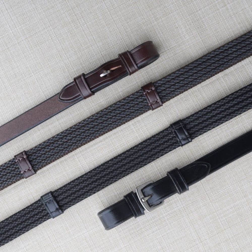 KL Select Red Barn Special Grip Reins 60" with Buckle - Black