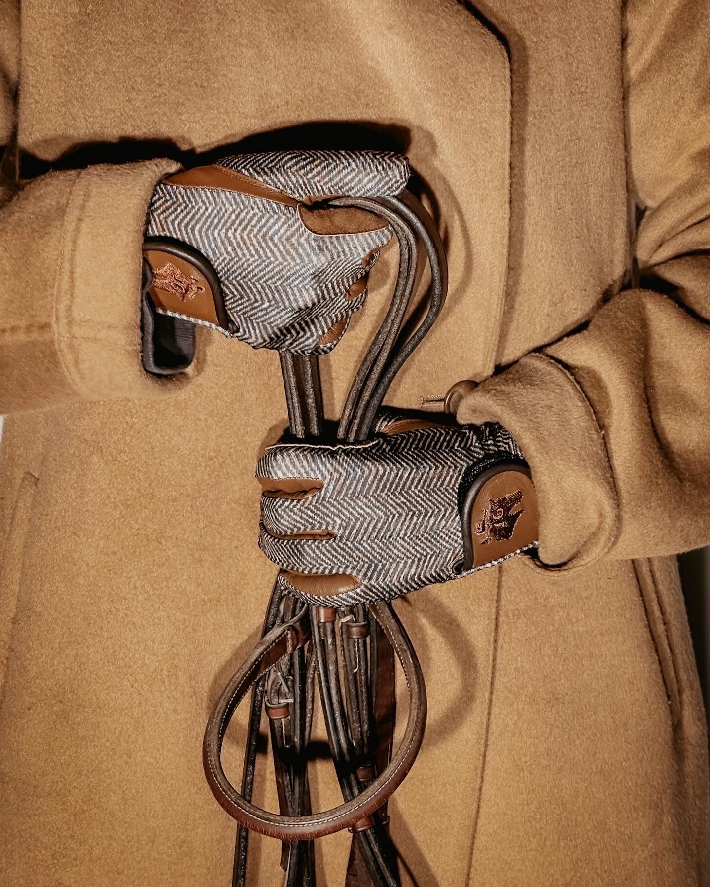 16 Cypress Riding Gloves - Herringbone & Cognac
