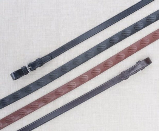 KL Select Red Barn Thumb Grip Reins 60" with Pin - Brown