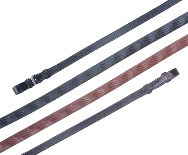 KL Select Red Barn Thumb Grip Reins 60" with Pin - Brown