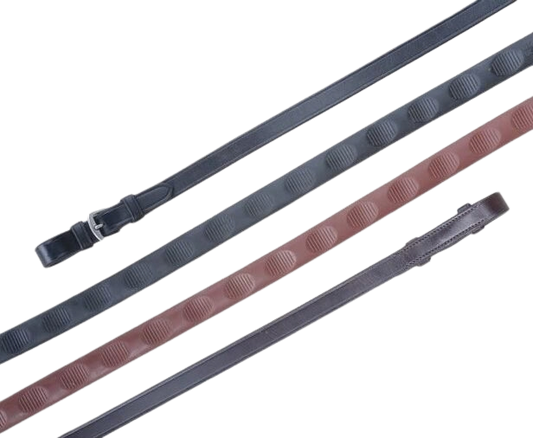 KL Select 5/8" Thumb Grip Reins with Stops - Brown