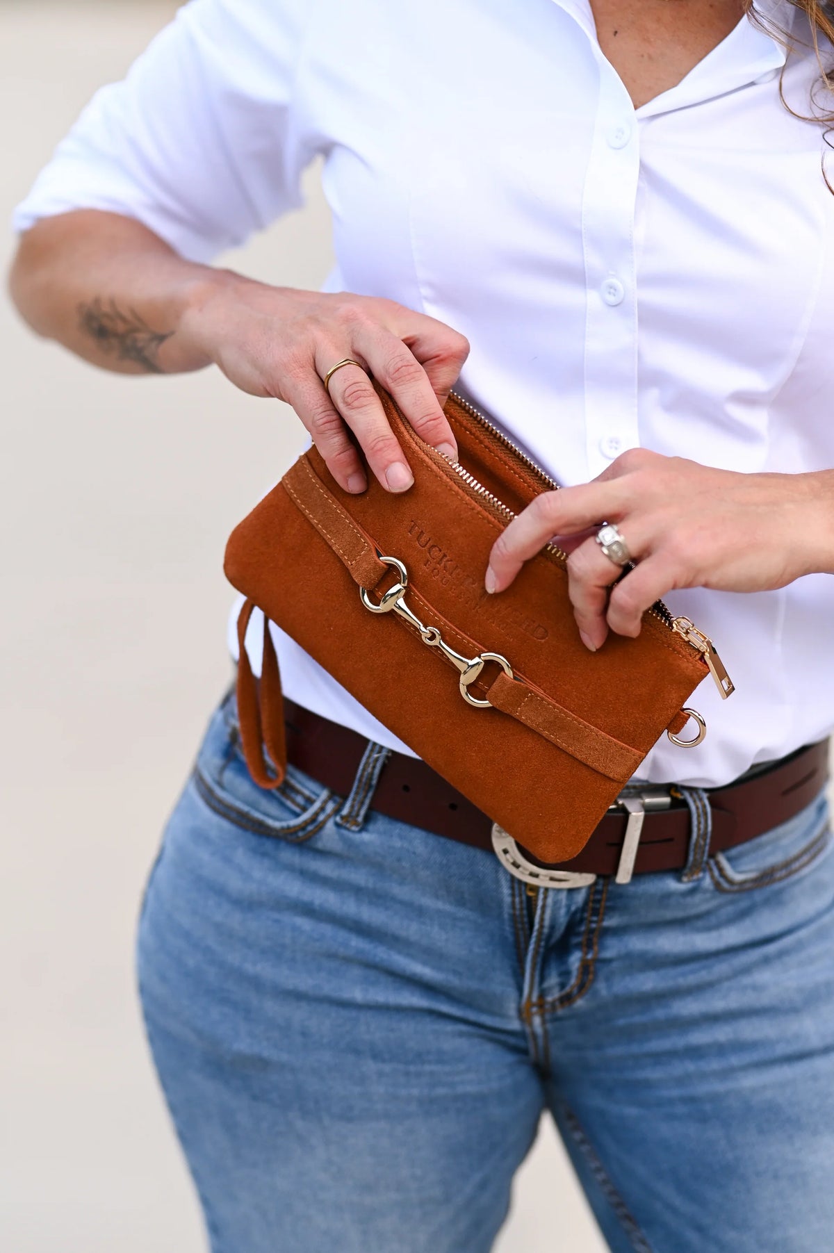 Tucker Tweed Wellington Wristlet - Suede