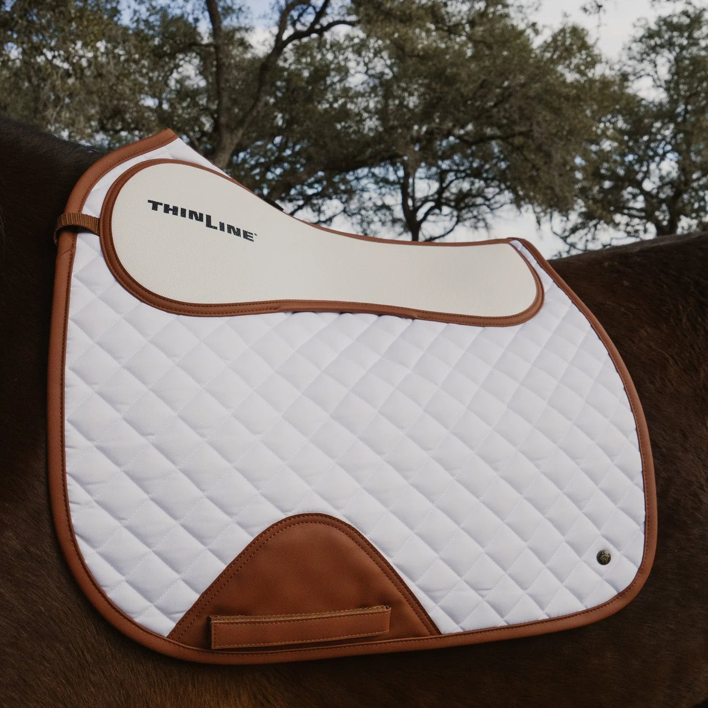 16 Cypress x Thinline Dressage Pad - White & Cognac