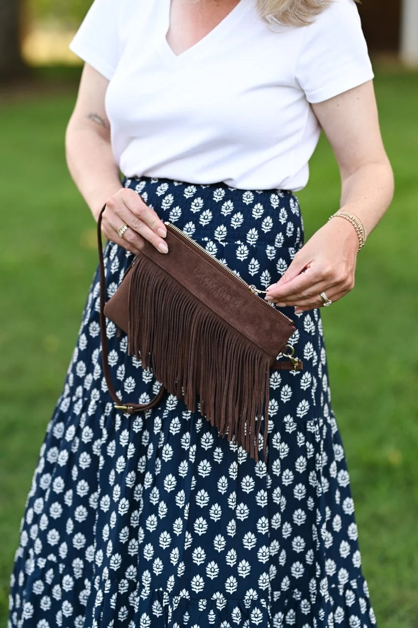 Tucker Tweed XL Wellington Suede Wristlet Summer Fringe - Limited Edition