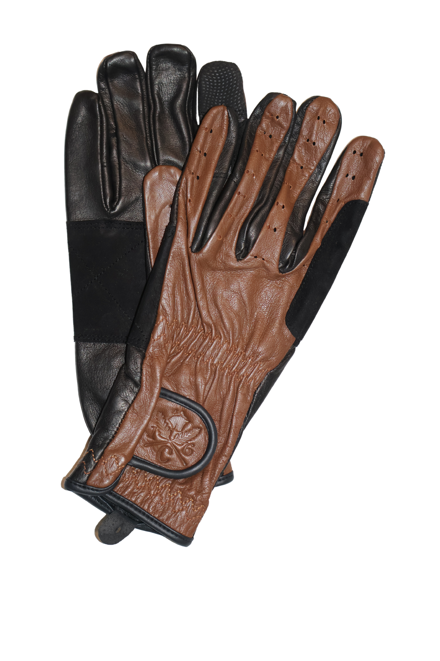 16 Cypress Riding Gloves - Cognac & Black All Leather