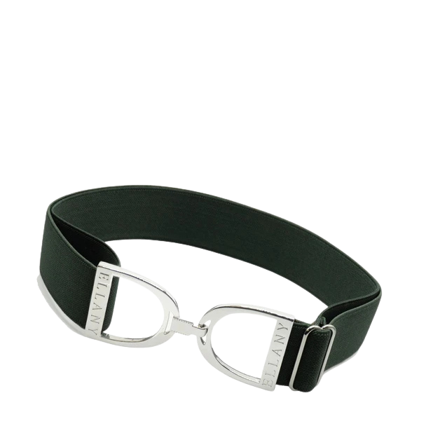 Ellany Elastic Belt 1.5" Hunter Green with Stirrup Buckle