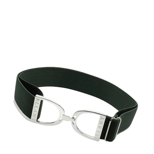 Ellany Elastic Belt 1.5" Hunter Green with Stirrup Buckle