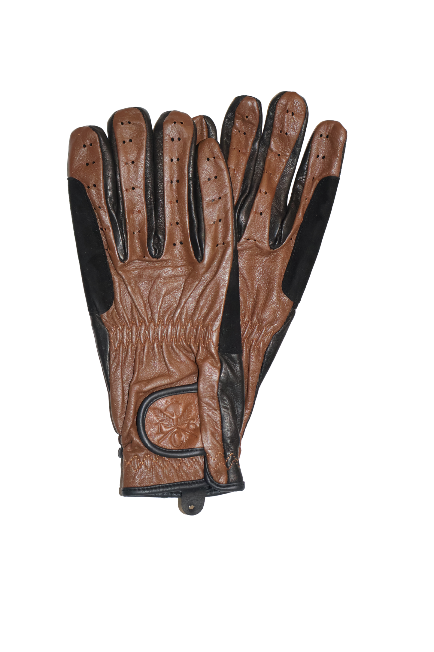 16 Cypress Riding Gloves - Cognac & Black All Leather
