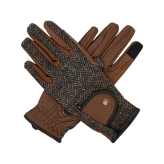 16 Cypress Riding Gloves - Herringbone & Cognac