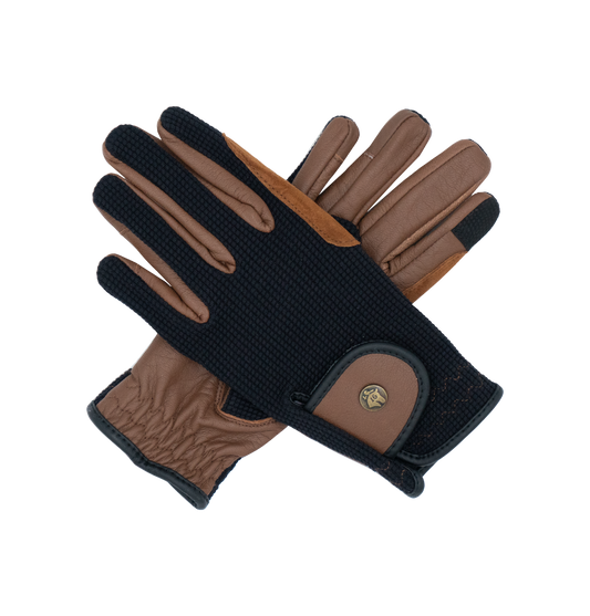 16 Cypress Riding Gloves - Black & Cognac