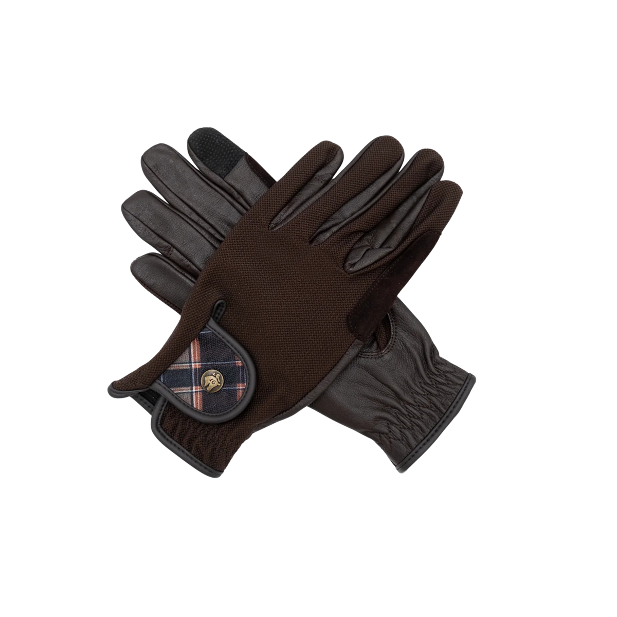Sixteen Cypress Riding Gloves - Field Plaid Accent & Tobacco