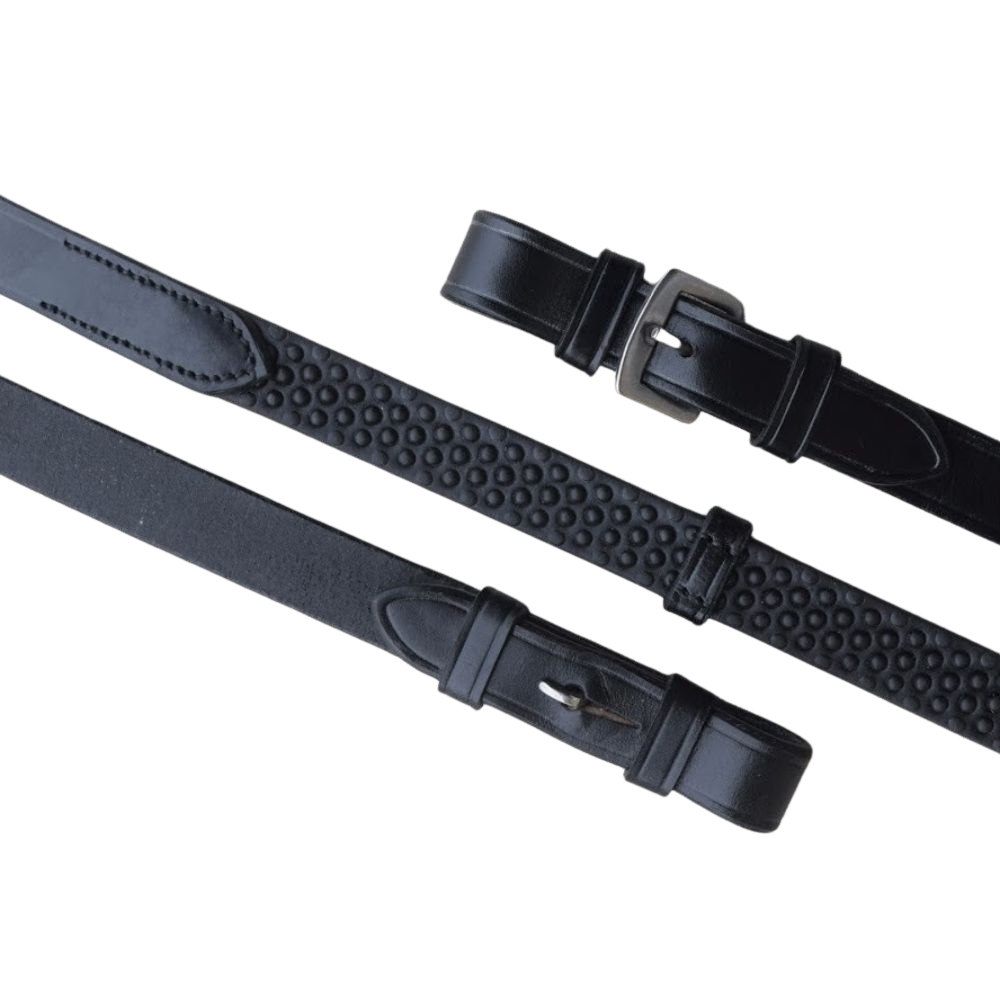 KL Select Black Oak 3/4" Pebble Grip Reins with Stops - Brown