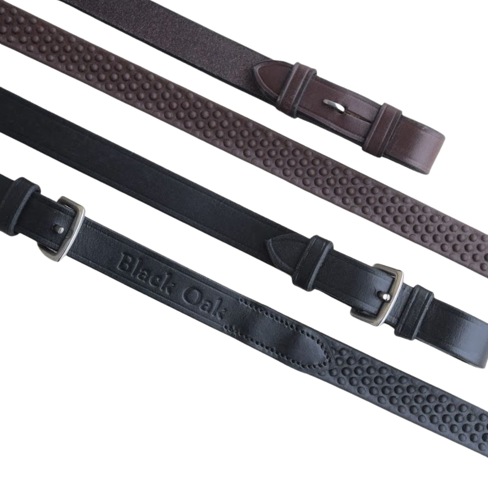 KL Select Black Oak 3/4" Pebble Grip Reins - Brown