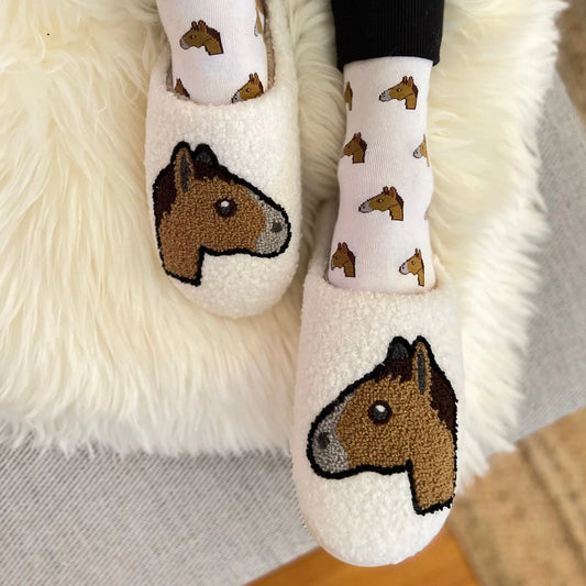 Dreamers & Schemers Slippers - Horse Emoji