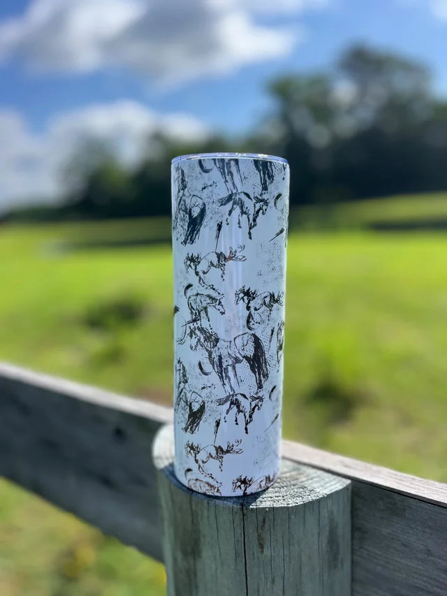 Dumpster Fire Dressage Tumbler - Black & White Dressage Horses