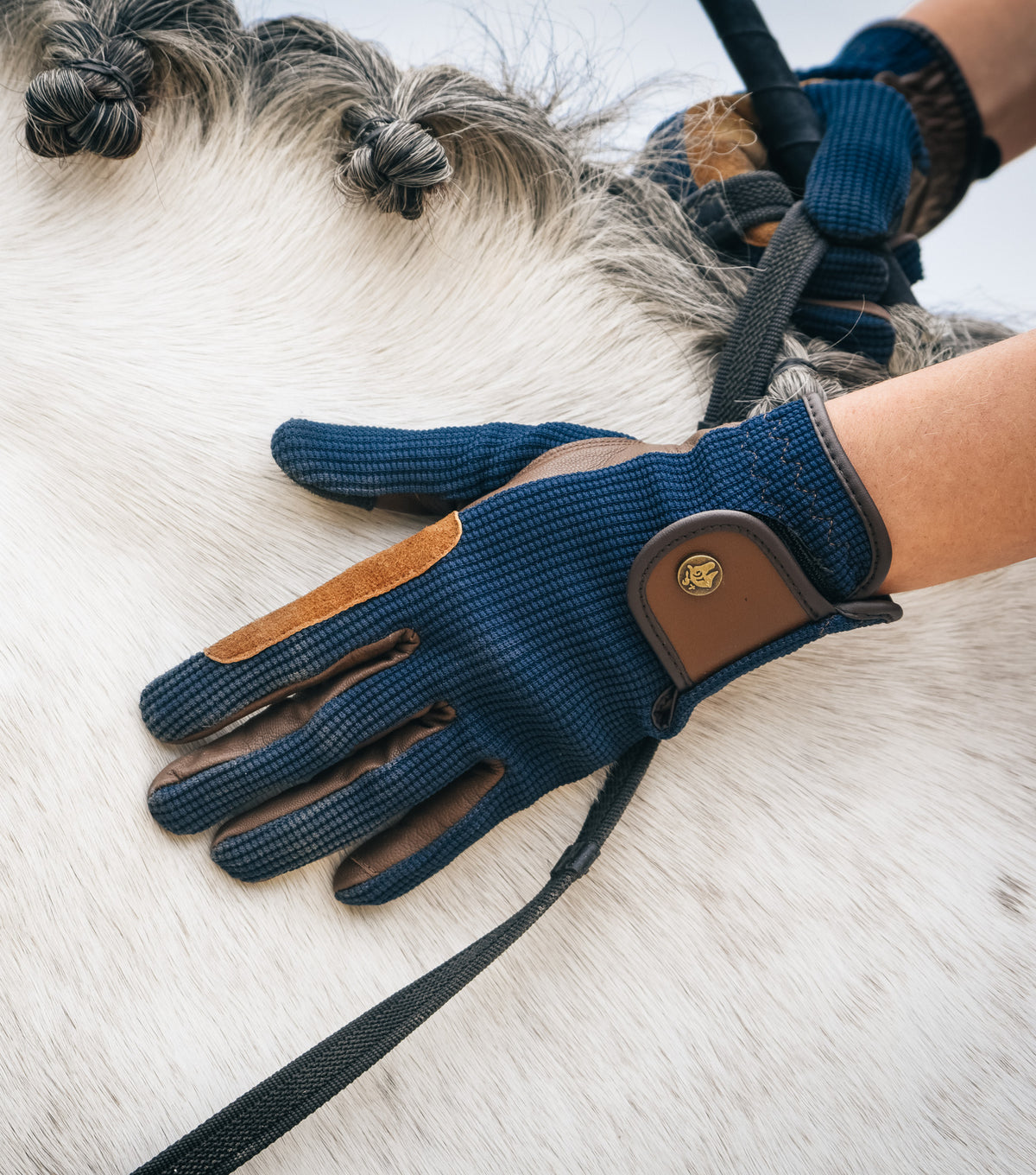 16 Cypress Riding Gloves - Navy & Cognac