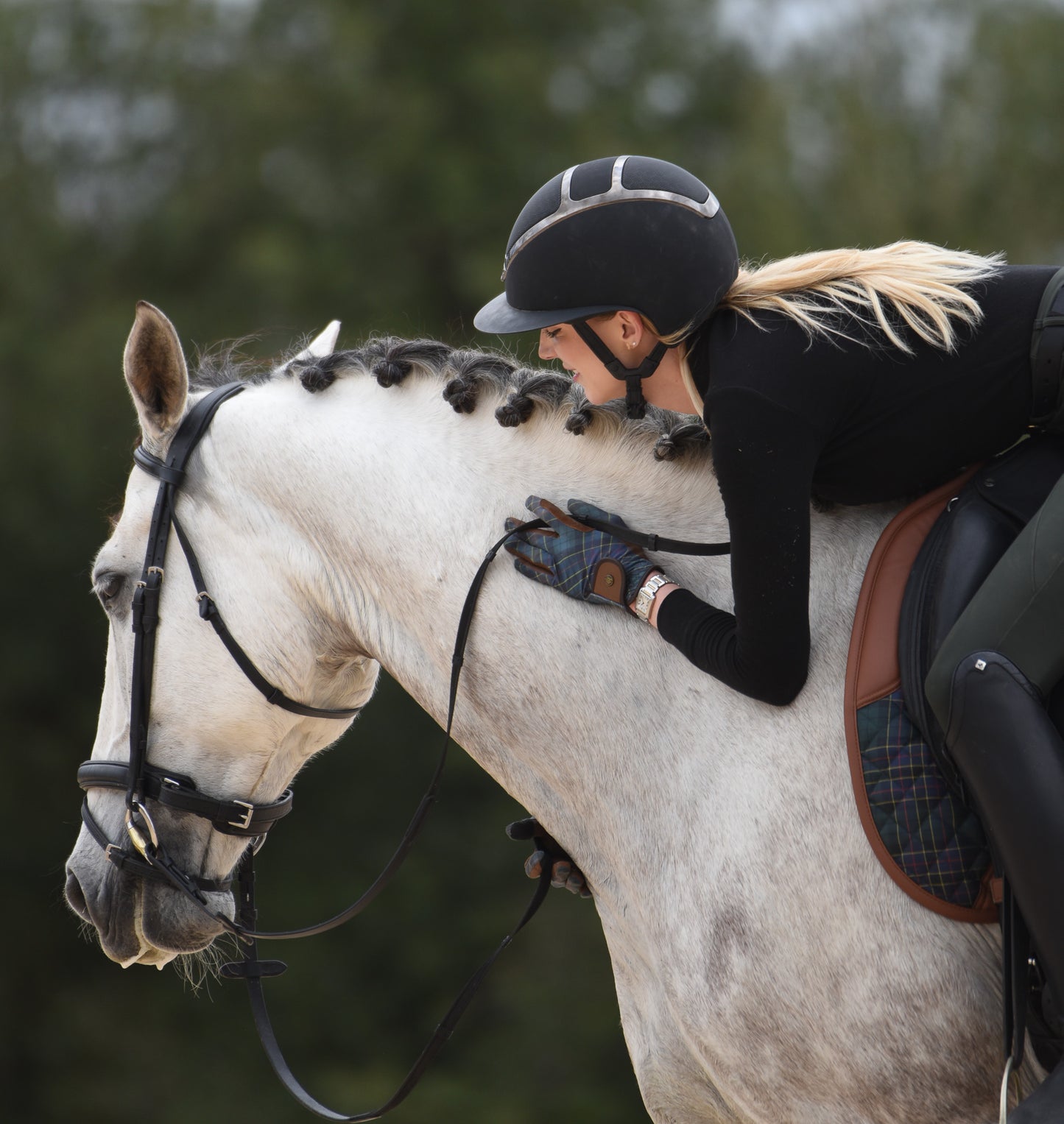 16 Cypress Riding Gloves - Hunter Field Plaid